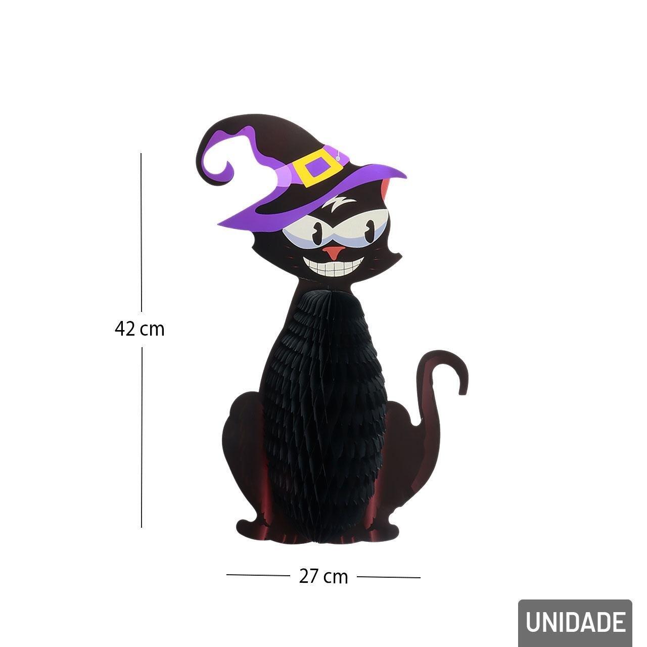 Enfeite Halloween de Papel 42x27cm Gato Preto - Imagem da galeria